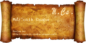 Mácsik Csaba névjegykártya