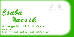 csaba macsik business card